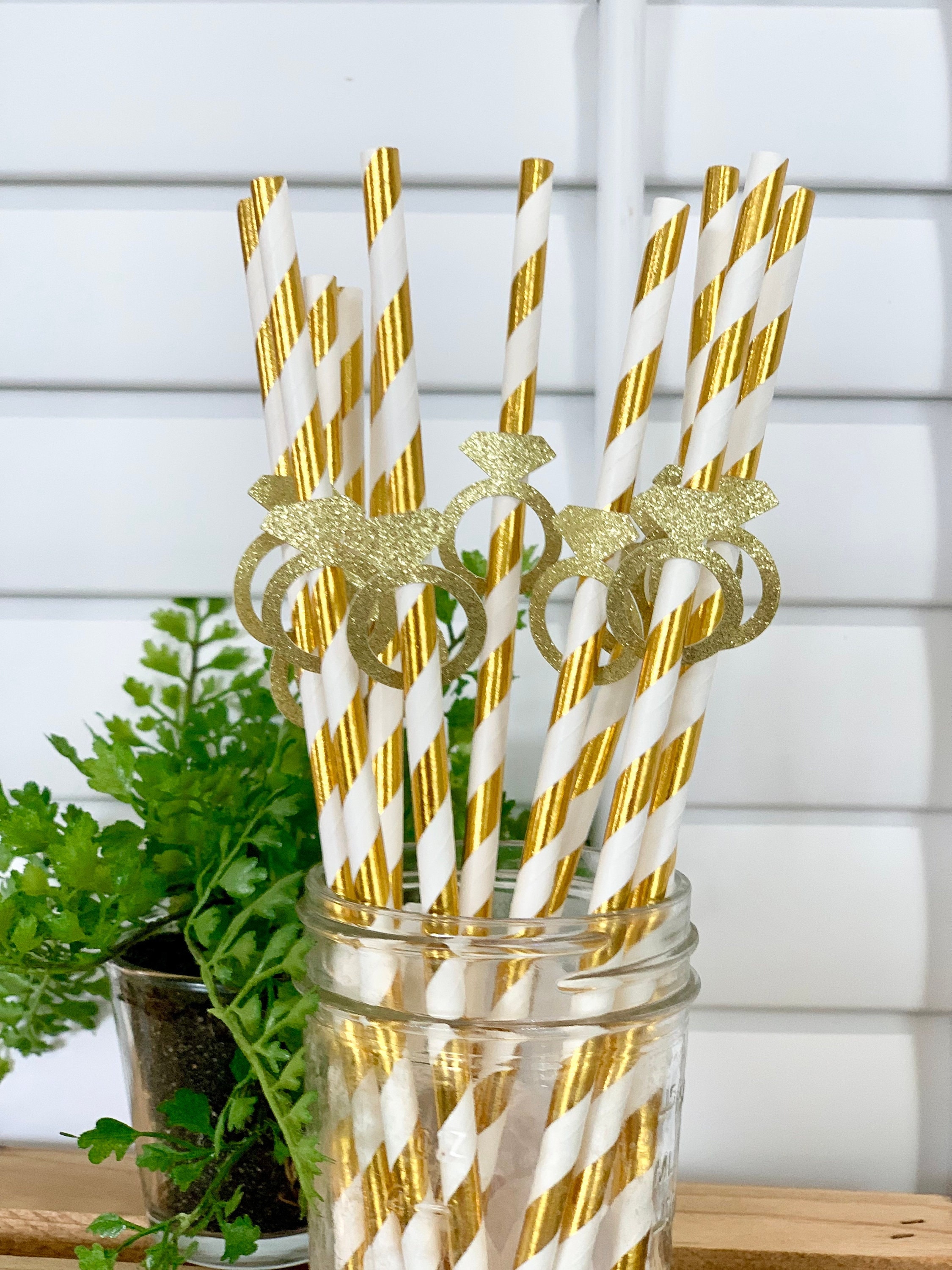 48 Rose Gold Paper Straws in Sun Party Shape with Team Bride Flags Wedding  Shower Straw Paper Bridal Straw Accessories