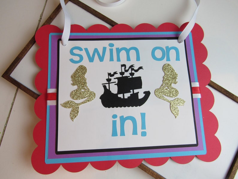 Pirate and Mermaid Birthday Party Door Sign Pirate party Pirate Door Sign Mermaid Decor