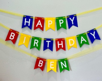 Happy Birthday Banner, Happy Birthday banner personalized, Primary Color Banner, Happy Birthday Banner, Birthday Banner, Boy Birthday Banner