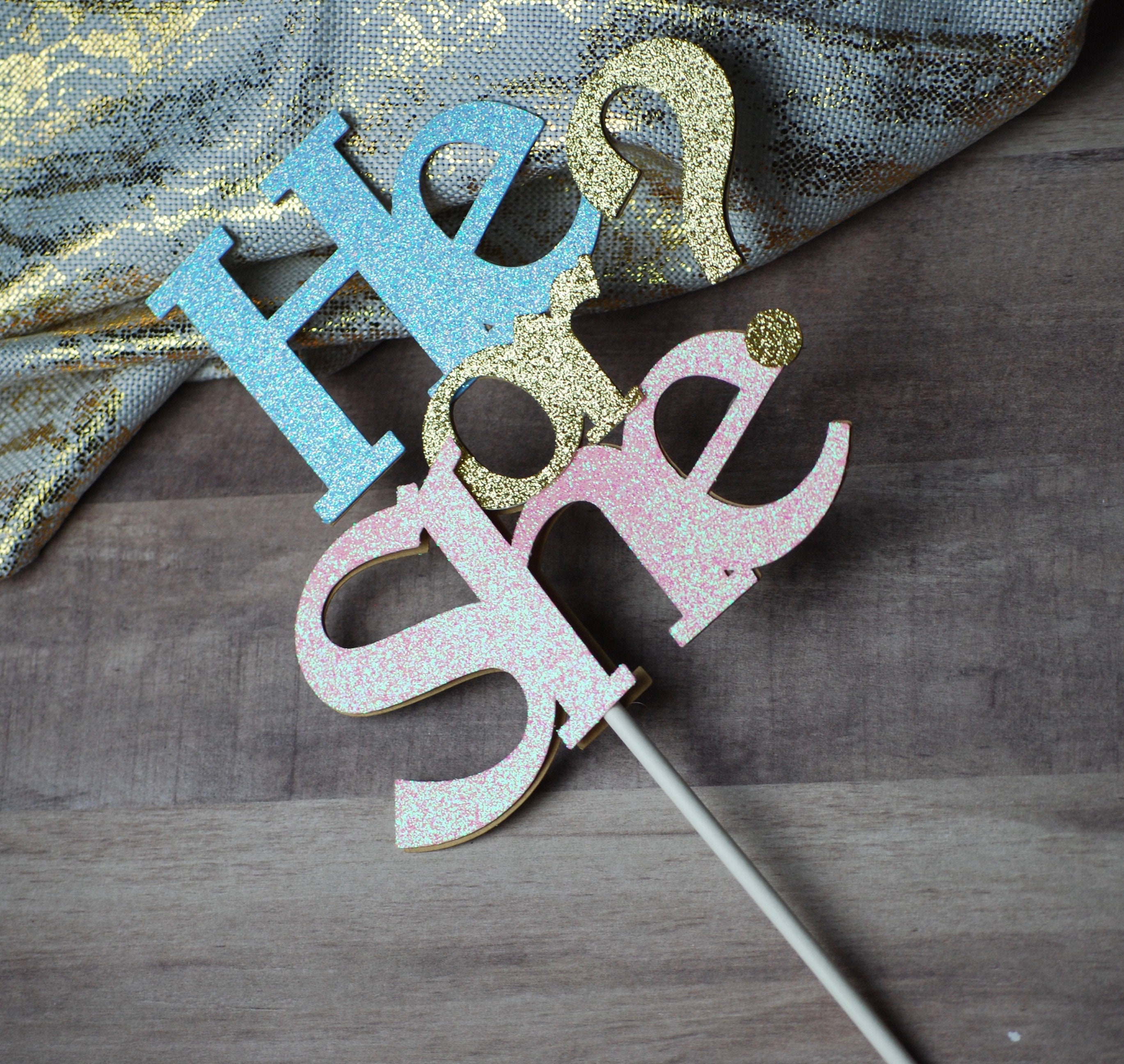 He or She Gender Reveal Cake Topper Baby Shower Cake Topper Etsy