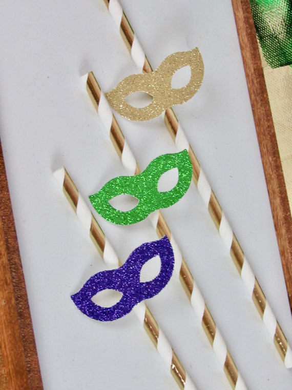 Nola Mardi Gras Mask Party Straws Nola Bachelorette Party Straws
