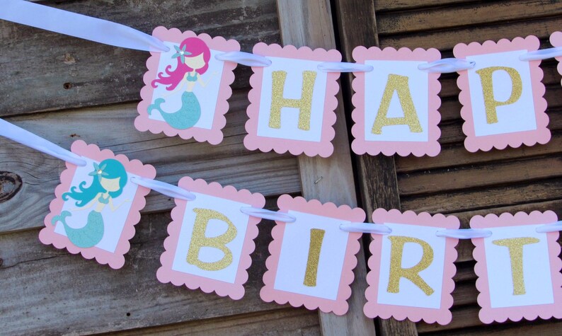 Under the Sea Decor Mermaid Birthday Banner Mermaid Birthday Theme,Under the Sea Theme Mermaid Baby Shower Happy Birthday Banner