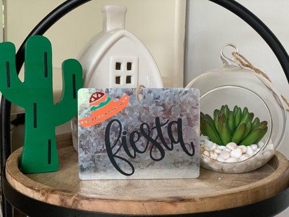 Cinco De Mayo Fiesta Metal Sign, Cactus Decor, Tiered Tray Decor, Succulent Decor, Fiesta Decor Il_570xn
