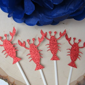 Lobster Cupcake Toppers, Lobster Themed Birthday Party, Lobster Decoration, Clam Bake Decor image 1