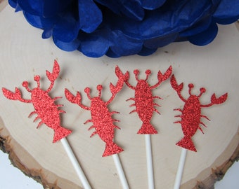 Lobster Cupcake Toppers, Lobster Themed Birthday Party, Lobster Decoration, Clam Bake Decor