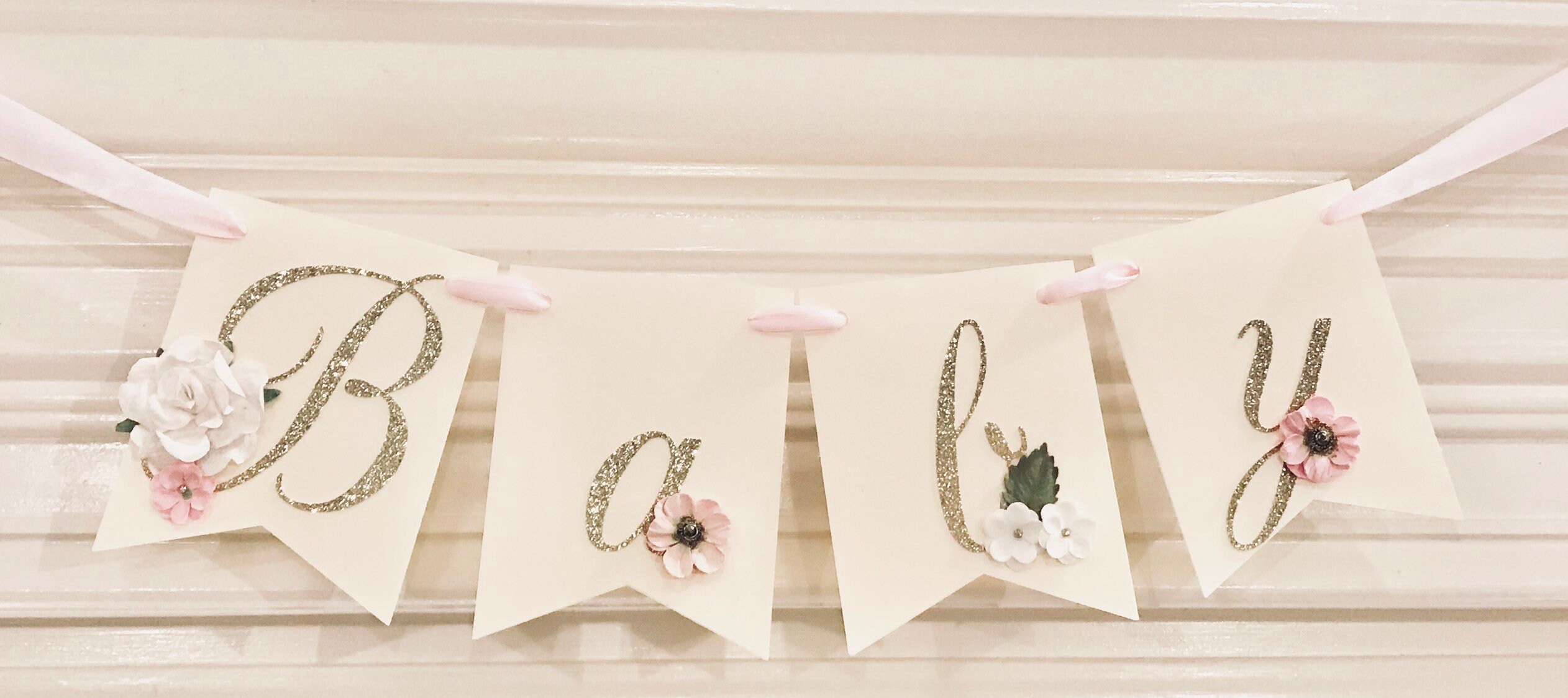 Baby Girl Flower Baby Banner Baby Shower Banner Pink and Etsy