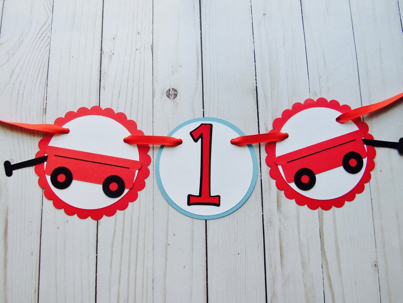 Red Wagon Birthday Banner Red Wagon High Chair Birthday Party Banner Red Wagon Birthday Party