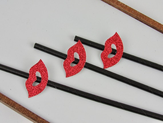 Bachelorette Lip Party Straws, Lip Bachelorette Party Straws, Red Lips Party Decorations, Red Lip Straws Il_570xn