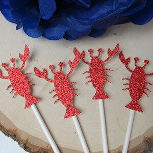 Lobster Cupcake Toppers, Lobster Themed Birthday Party, Lobster Decoration, Clam Bake Decor image 2