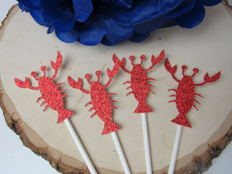 Lobster Cupcake Toppers, Lobster Themed Birthday Party, Lobster Decoration, Clam Bake Decor image 2