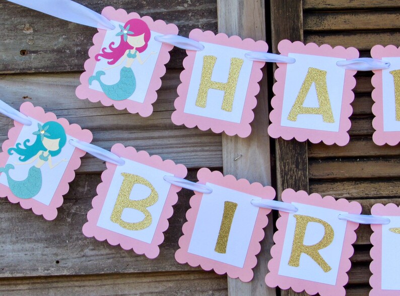 Under the Sea Decor Mermaid Birthday Banner Mermaid Birthday Theme,Under the Sea Theme Mermaid Baby Shower Happy Birthday Banner