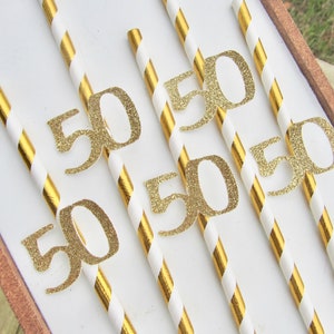 50th Birthday Decorations, Fifty and Fabulous, 50th Birthday Straws, Fifty Birthday Decor, Party Straws