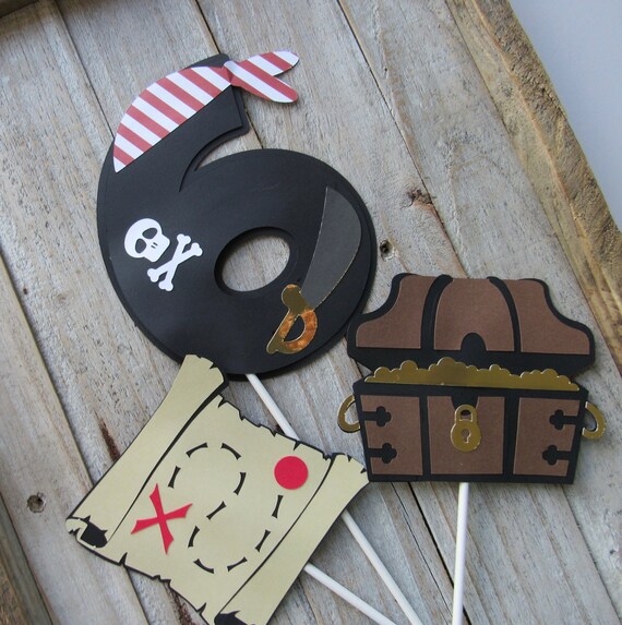 3 piece Pirate Birthday Party Centerpiece Set, Pirate Party, Pirate Birthday Party, Pirate Birthday Table Centerpiece, Pirate Banner Il_570xn