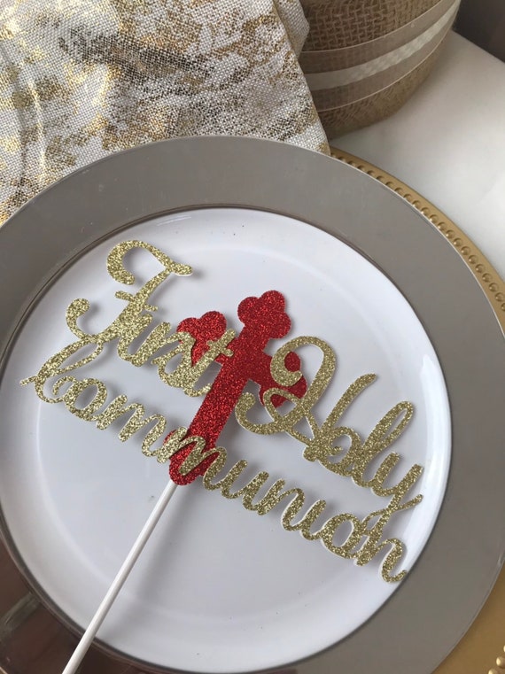 First Holy Communion Glitter Cake Topper, First Communion Cake Topper, Ready to ship in 3-5 days Il_570xn