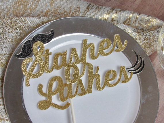 Stashes or Lashes Baby Gender Reveal Cake Topper, Baby Shower Cake Topper Il_570xn