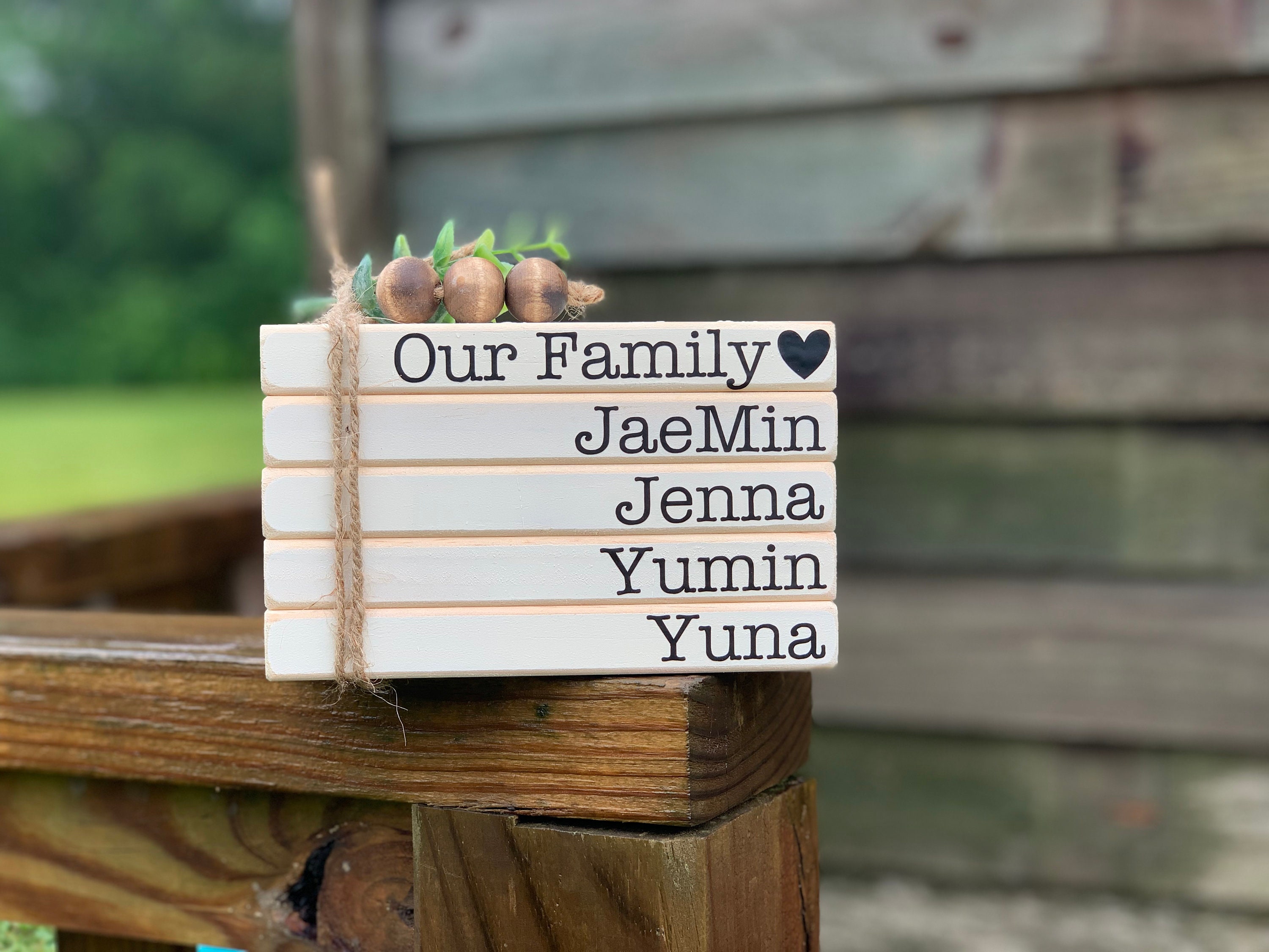Farmhouse Wooden Book Stack, Farmhouse Wooden Decoration, Personalized ...