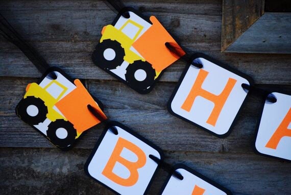 Construction Happy Birthday Banner, Construction Birthday Party Decor, Birthday Party Decorations, Personalized Banner, Dump Truck Birthday Il_570xn