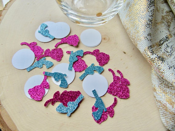Guns and Roses Party 100 Pc. Confetti, Pink and Blue Baby Gender Reveal, Guns and Glitter Gender Reveal, Guns and Glitter Theme Il_570xn