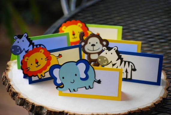 Jungle Safari Birthday Party PlaceCard Food Tents, Jungle Birthday Party, Safari Shower, Jungle Shower Il_570xn