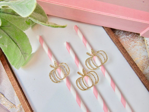 Gold Pumpkin Party Straws, Our Little Pumpkin Party Straws, Little Pumpkin Party Decorations, Pumpkin Party Theme, Princess Party Straws Il_570xn