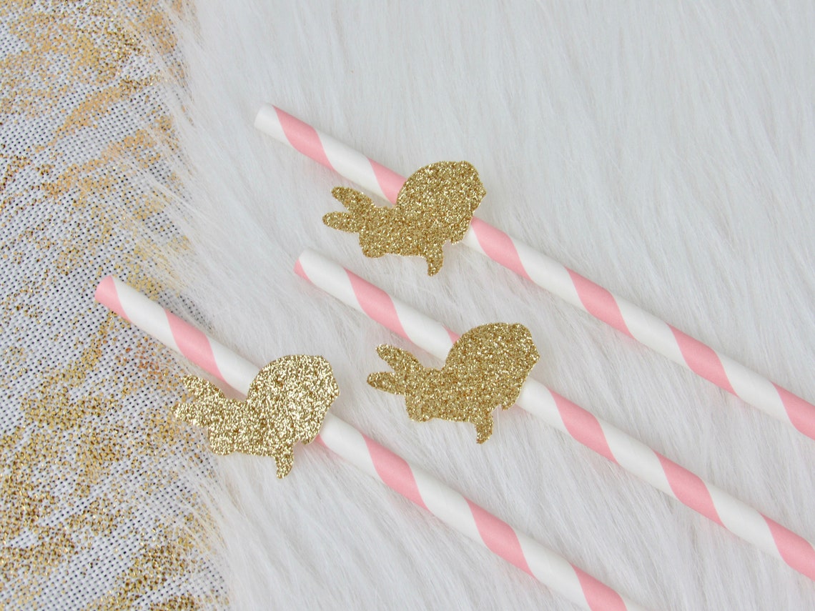 Rabbit Party Straws Bunny Rabbit Party Decorations Bunny - Etsy