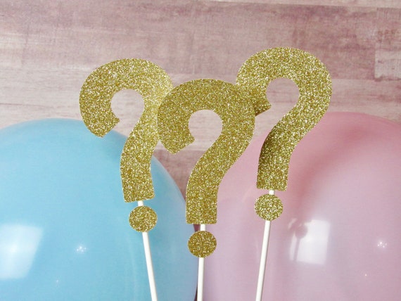 Question Mark Gender Reveal Glitter Centerpiece, Gender Reveal Decor, Gender Reveal Party, Gender Reveal Cake Topper Il_570xn