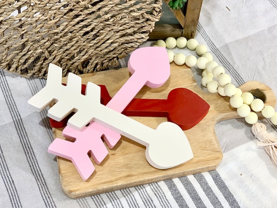 Valentines Day Arrows, Wooden Valentines decor, Shelf Sitter, Tiered Tray Decor, Wooden Shelf Sitter, Love Decor Il_570xn
