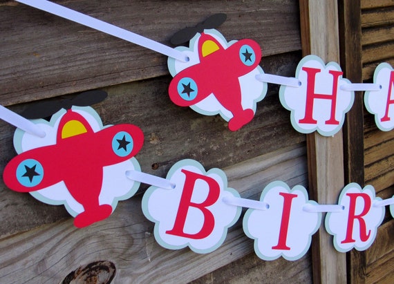Airplane Birthday Party Banner, Airplane 1st Birthday, Transportation Party, Airplane Shower Banner, Plane Banner, Happy Birthday Banner Il_570xn