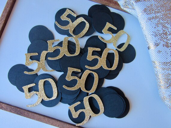 50th Birthday Confetti, 50th Birthday Party Table Confetti, 60th Birthday, Table Confetti, 50th Wedding Anniversary, Black and Gold Il_570xn