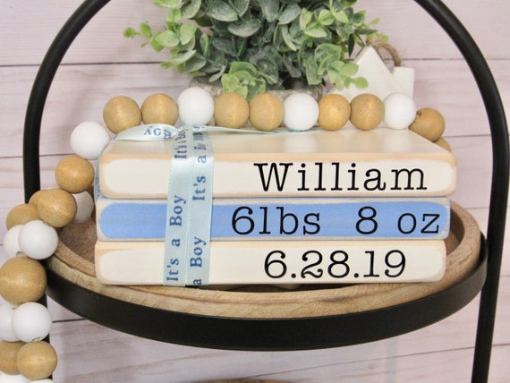 Farmhouse Birth Announcement Book Stack, Farmhouse Decoration, Personalized Books, Faux Books, Farmhouse Book Stack, Shabby Chick Il_570xn