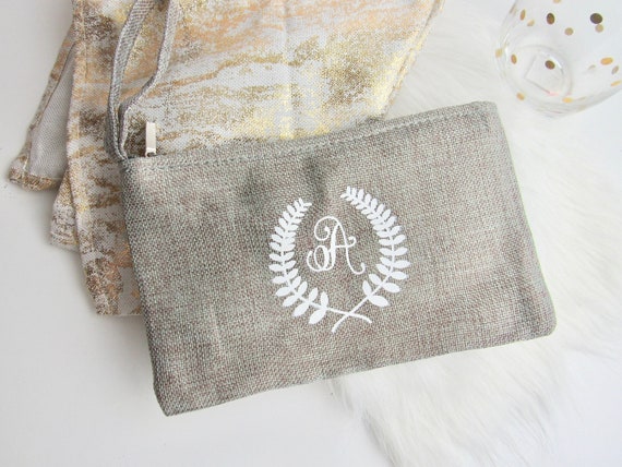 Personalized Monogram Light Grey and White Glitter Cosmetic Bag, Bridesmaid Cosmetic Bag, Monogram Makeup Bag, Personalized Makeup Bag Il_570xn