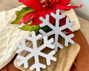 Wooden Snowflakes, Christmas decor, Shelf Sitter, Tiered Tray Decor, Winter Decor,  Snowflake Decor, Snowflakes, Wooden Cut Outs