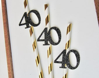 40th Birthday Decorations, Forty and Fabulous, 40th Birthday Straws, Forty Birthday Decor, Party Straws