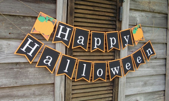 Happy Halloween Pumpkin Banner, Holiday Banner, Halloween Party, Halloween Decor, Halloween Banner, Pumpkin Banner, Pumpkin Mantel Decor Il_570xn