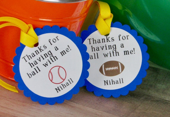 Sports Birthday Party Favor Tags, Sports Birthday Party, Basketball, Football, Soccer, Baseball Party Il_570xn