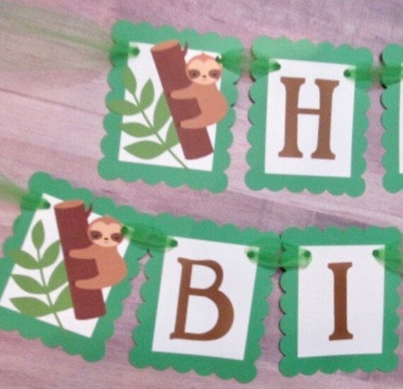 Sloth Banner, Sloth Happy Birthday Banner, Sloth 1st Birthday, Sloth Party, Safari Banner, Jungle Banner, Sloth Birthday Il_570xn