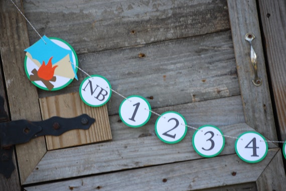 Camping Birthday Party 1st Birthday Photo Banner, Camping Theme Party, Camping Birthday Banner, 12 month photo banner, First Birthday Banner Il_570xn