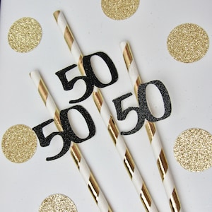 50th Birthday Decorations, Fifty and Fabulous, 50th Birthday Straws, Fifty Birthday Decor, Party Straws