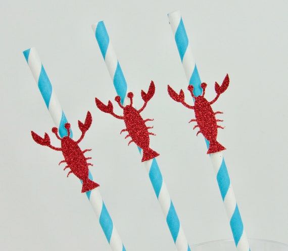 Lobster Party Straws, Summer Party Straws, Lobster Party Decorations, Summer Party Theme, Lobster Straws Il_570xn