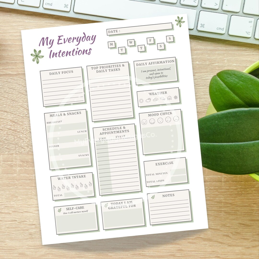 Intentional Planner Printable: Undated Daily & Weekly Mindfulness ...