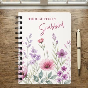 Spiral Notebook | Watercolor Floral Notebook | Thoughtfully Scribbled | Cottagecore Stationery