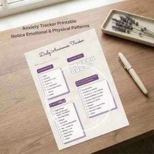 Anxiety Tracker Printable | Mind-Body Awareness Tracker | Stress Pattern Journal | Mood & Symptom Tracker PDF