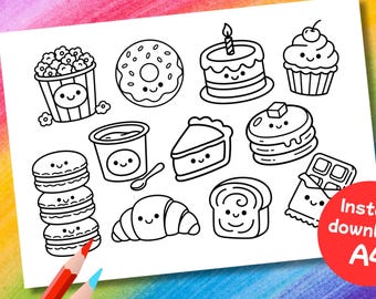 Coloring Pages – Printable Coloring Pages – Kawaii Illustrations - A4 Coloring Pages - Kids and Adults Coloring Pages