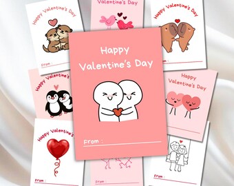 Printable Valentine's Day Cards | Cute Valentine Cards | Classroom Valentines | Instant Download PDF | Gifts for Her | Gifts for Him
