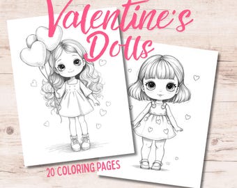 Valentines Coloring Pages | Cute Doll Coloring Book | Printable Valentine Activity | Valentines Coloring Pages for Kids and Adults