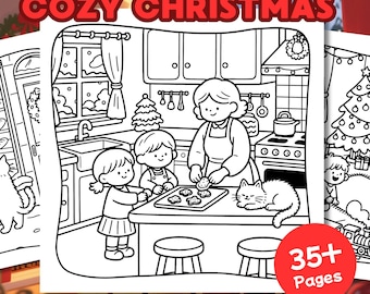 Cozy Christmas Coloring Pages | Coloring Pages for Kids and Adults | Bold and Easy Coloring book | Coloring Book Pdf