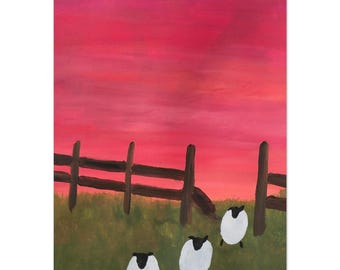 the baa scape, Sheep Art Print: Vivid Colors, Giclée Fine Art Poster