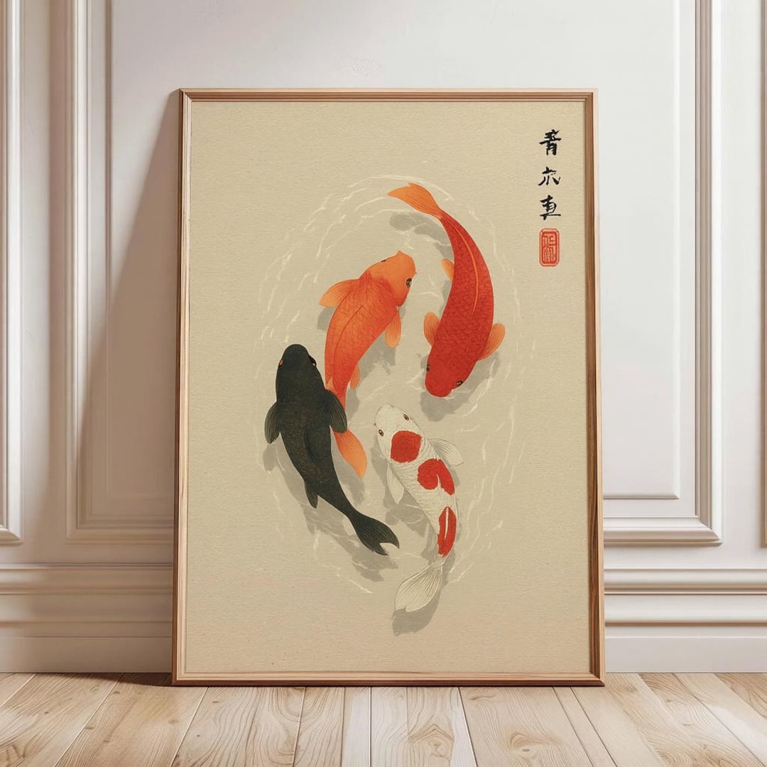 Koi Fish Art Print |japanese Style Painting Poster | Zen Wall Decor ...