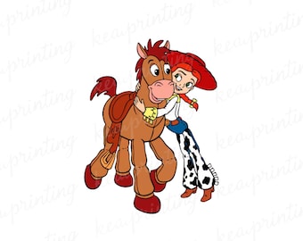 Retro Toy Story Jessie i Bullseye Let's Go Girls Png, Toy Story Let's Go Girls Png, Niech Żyją Kowbojki Png, Toy Story Png, Kowbojki