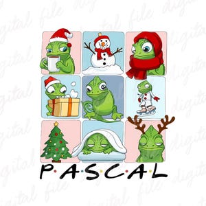 Rapunzel Pascal Christmas PNG, Tangled Floral Sublimation File (Digital Download)